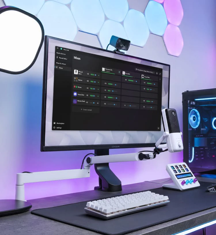 Wave Mic Arm LP - White | Mic Boom Arm for Desks | Elgato